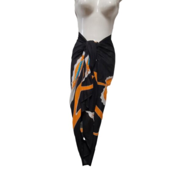 Cover Up Handpainted Cover-up, Halter Strapless Wrap Dress Cotton Batik Coverups - Picture 6 of 7